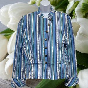 Women's Size 18 Top Long Sleeve Button Down Striped Design By-Gegrge